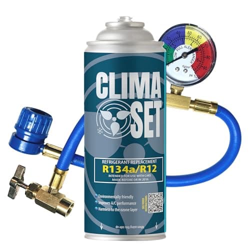 Clima Set Refrigerante di ricambio R134a 170 g per climatizzatore auto con tubo gas e manometri condizionatori – kit ricarica clima auto - refrigerante R134a – ECO bombola