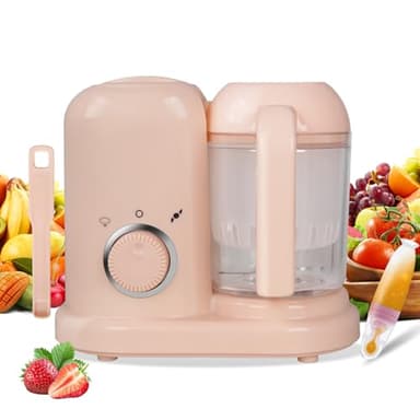 Robot multifunzione 4 in 1, macchina per alimenti per bambini, diversificatore di alimenti, vaporizzatore, frullatore, scongelatore, riscaldatore, cottura a vapore delicata (rosa)