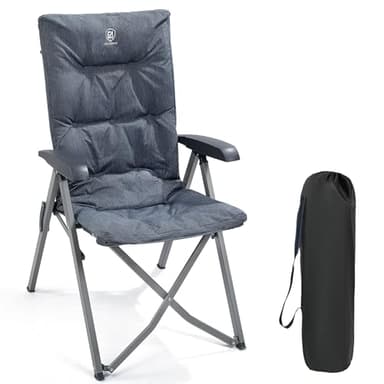 EVER ADVANCED Sedie da campeggio di lusso per adulti schienale alto caricabile da 150 kg in alluminio acciaio resistente sedia da giardino pieghevole oversize comoda imbottita da 6 cm