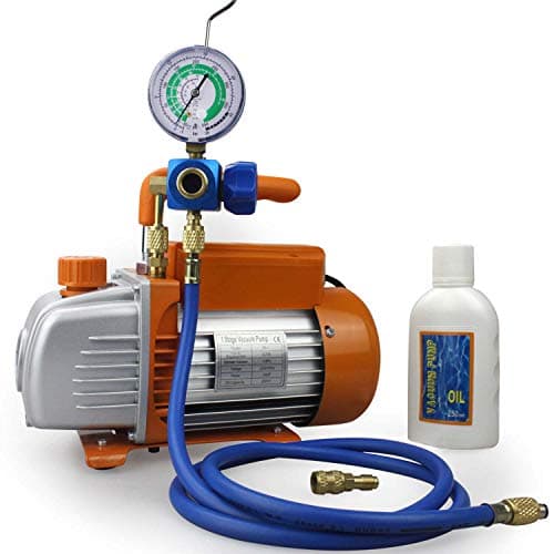 BACOENG Pompa Vuoto 85 Lt/min con Manometro Collettore, Set di Strumenti per Il Condizionamento del Refrigerante, per HVAC/Ricarica Automatica del Refrigerante CA, R410A R134a R407C R32