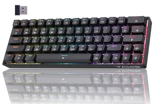 T63 Tastiera Wireless Meccanica Gaming con 2.4Ghz/Bluetooth/Type-C,Retroilluminazione RGB,Double-Shot Keycaps Compatibile con Win/Mac,Nero