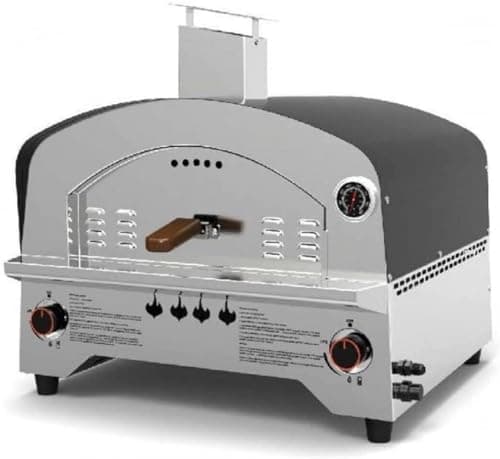 Forno per Pizza a Gas in Acciaio Inox Doppio Bruciatore Speedy500 con Pietra Refrattaria 500 gradi Forno per Pizza da Esterno (Forno Speedy500)