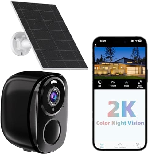 Telecamere di sicurezza a pannello solare wireless per esterni - Telecamere a batteria per la sicurezza domestica WiFi con impermeabilità IP65, audio bidirezionale, visione notturna a colori,