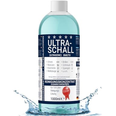 1 detergente concentrato ad ultrasuoni da 1000 ml, liquido, per occhiali, orologi, gioielli, protesi dentarie ecc. in bagno ad ultrasuoni