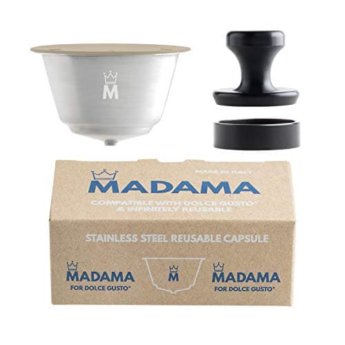 Madama - Capsula Caffè Ricaricabile Compatibile con Dolce Gusto e Riutilizzabile. Acciaio Inossidabile e silicone alimentare. 100% Made in Italy. Confezione da 1 cialda