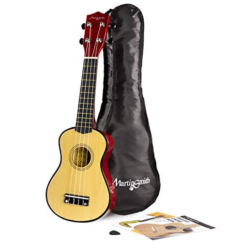 Martin Smith UK-212-A Ukulele soprano con custodia per ukulele e taccuino, naturale