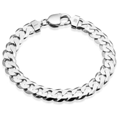 QUADRI - Elegante Bracciale in Argento 925 con Catena 12 mm Modello Cubano Diamanto idea regalo per Uomo Donna - lunghezza 19 cm - Made in Italy certificato