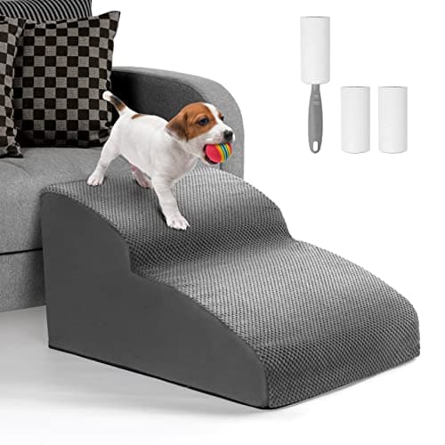 Lannvan Scaletta per Cani 2 Gradini, Rampa per Cani con Rimovibile Lavabile Copertura, Scala per Cani Gatti per Divano e Letto, Scaletta per Cani di Piccola Taglia, Regala Rullo Togli Peli Animali