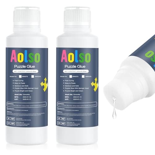 Aolso Colla Per Puzzle, 480ml Colla Trasparente, Colla Per Puzzle Permanente, Applicatore In Spugna,facile Da Applicare Per Colla, Colla Adesiva,asciugatura Rapida,per Puzzle Da 500/1000/1500 pezzi