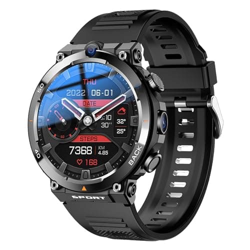 COYEUX Smartwatch con Scheda SIM 4G, Schermo Rotondo da 1,39"/Doppia Fotocamera/con frequenza cardiaca/Corpo Ultra Sottile/Posizionamento NFC, Regali per Uomo