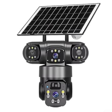 Hasaller Telecamere di sicurezza solare 4K 360° PTZ Dual Lens Outdoor So-lar Telecamera di sicurezza WiFi a energia solare Telecamera Se-curity impermeabile IP66 Sorveglianza wireless 2.4G con