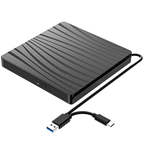 QDSYLQ Lettore DVD Esterno per PC Portatile USB 3.0, Slim USB C CD RW Masterizzatore Esterno per Laptop, Desktop, Macbook Air/Pro, Compatibile con Windows 11/10/XP/8/7/Vista/Linux/MacOS