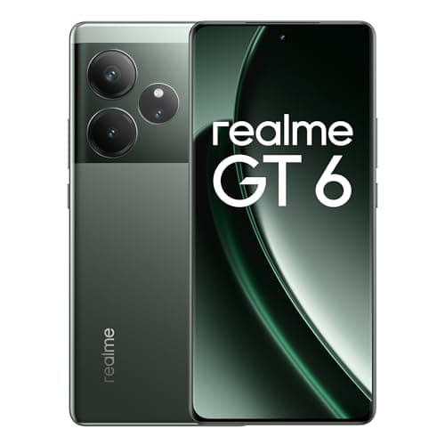 realme GT6 Smartphone 5G 8+256 GB, Snapdragon 8s Gen 3 Chipset, 6000nit Ultra Bright Display, Sony LYT-808 OIS Camera, 120W SUPERVOOC Charge, 5500mAh Massive Battery, Verde, (no adapter)