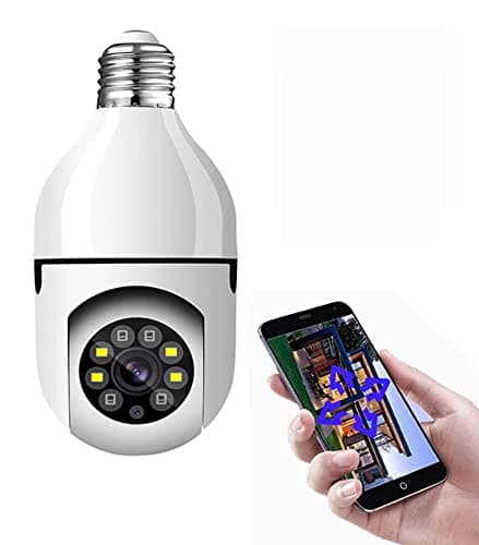 DISCORAMA TELECAMERA A LAMPADINA 360°, TELECAMERA DI SORVEGLIANZA WIRELESS CON CONTROLLO REMOTO TRAMITE APP 1080P, TELECAMERA LAMPADINA E27