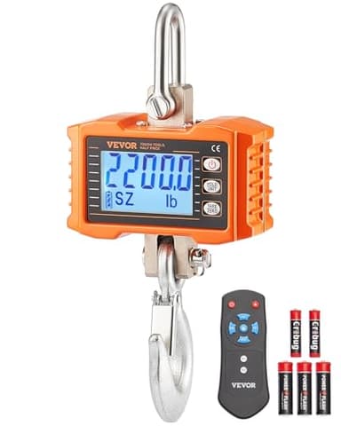 VEVOR Bilancia per Gru Digitale 1000 kg Bilancia Industriale Sospesa per Impieghi Gravosi con Telecomando, Cassa in Alluminio Pressofuso e Schermo LCD, Alta Precisione per Edilizia, Caccia, Arancione
