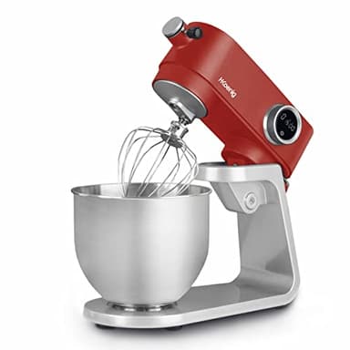 H.Koenig KM124 - Robot da cucina professionale, multifunzione, 5 l, in acciaio inox rosso opaco, potente, 800 W, 8 velocità