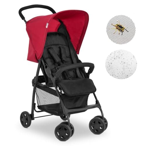 hauck Passeggino Leggero Sport Con Pacchetto Protezione - Buggy Ultraleggero Solo 5,9kg Con Zanzariera e Parapioggia - Con Funzione Reclinabile, Compatto e Grande Cesto - (Rosso)