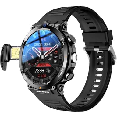 Smartwatch Con Scheda SIM 4G, Smart Watch Da Uomo, Con Schermo Rotondo Da 1,39", Rispondi/Effettua Chiamate, Doppia Fotocamera Frontale/laterale, Funzione NFC, Impermeabile IP67, Regali Per Uomo