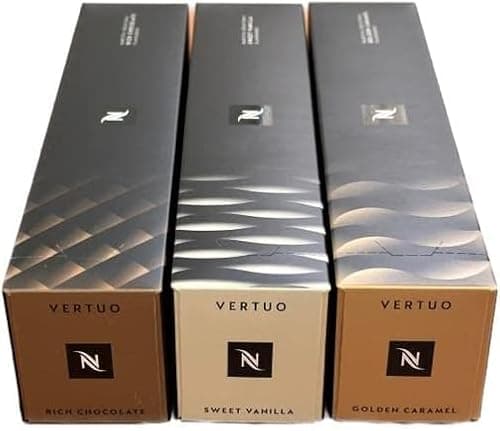 Nespresso Vertuo Barista Creations Golden Caramel,Sweet Vanilla, Rich Chocolate, 30 capsule