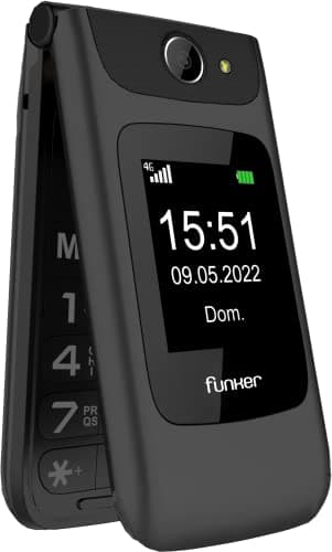 Funker C200 Comfort 4G - Telefono cellulare Volte 4G con cover per anziani, pulsanti e tasti grandi, facile da usare, pulsante SOS, USB-C, 3 memorie dirette, 2000 contatti, batteria da 1000 mAh