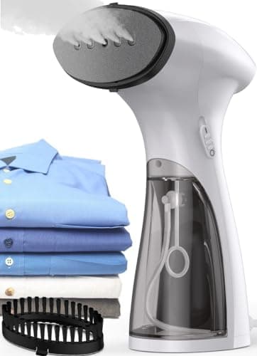 Blesgam Ferro da Stiro Verticale 1600W, Stiratrice Verticale a Vapore Costante 25 g/min, Stiro Verticale da portatile da Viaggio Riscaldamento Rapido 30S da 2 in 1 Steamer per Stira Camicie, Bianco