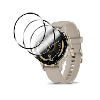 Wookfiss [3 Pezzi] Pellicola Protettiva per Garmin Venu 3S Pellicola, [3D Curved Edge to Edge], Anti-Graffio, Bubble Free Vetro Temperato per Garmin Venu 3S