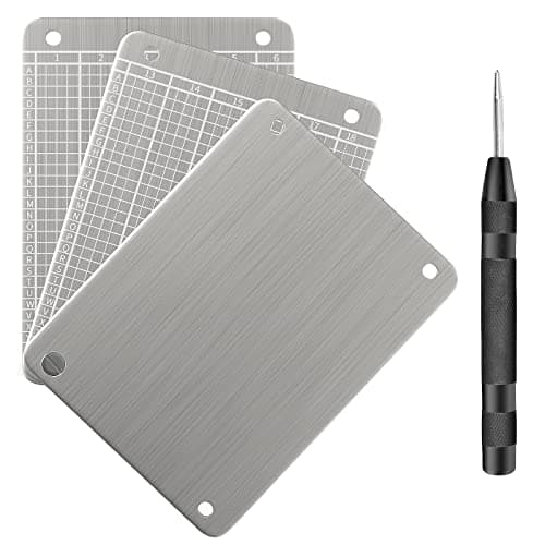 GanKe Crypto Wallet Steel Bitcoin Wallet, Cryptocurrency Wallet Backup, Bitcoin Crypto Cryptocurrency Seed Storage Compatible with All BIP39 Hardware (3 Plates), argento_3 piastre