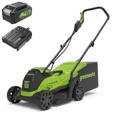 Greenworks 24V 33 cm Brushless Tosaerba a batteria, Altezza di Taglio 25-70 mm, 2 Funzioni, con Sacco da 30L (con 4Ah Batteria e Caricatore)
