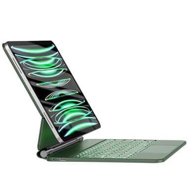 HOU tastiera per iPad Air 11"(M2 2024/M3 2025)/Air 5th/Air 4th generazione iPad Pro 11" (4a/3a/2a/1a) generazione,design magnetico galleggiante,trackpad e tastiera Disposizione italiana,verde