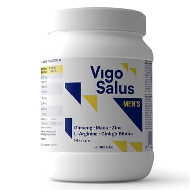 Integratore Uomo Potente - Forza + Durata + Alto Dosaggio + Massa Muscolare - Maca, Tribulus Terrestris, Ginkgo Biloba, L Arginina, Ginseng e Zinco - Prestazioni, Energizzante - Vigosalus 90 Capsule