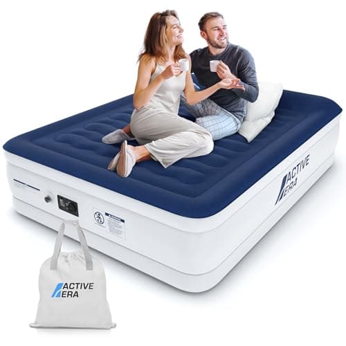 Active Era Materasso Gonfiabile Matrimoniale 152 x 203 x 56cm. Letto Gonfiabile Matrimoniale Rialzato, Pompa Elettrica Integrata, Cuscino Rialzato e Tecnologia I-Beam Strutturata, con Altezza 56cm
