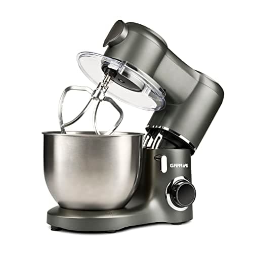 G3 Ferrari G20149 Impastatrice Planetaria "Pastaio", 1800 Watt (max), Capacità 7 Litri, 6 Velocità, Contenitore INOX, Accessori inclusi, Singolo gancio, Grigio Antracite