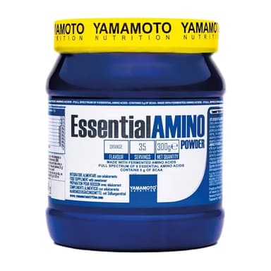 YAMAMOTO NUTRITION Essential AMINO POWDER 300 gr, Integratore di Amminoacidi Essenziali EAA e BCAA 2:1:1, Sostiene la Performance e lo Sviluppo della Massa Muscolare, Gusto Arancia
