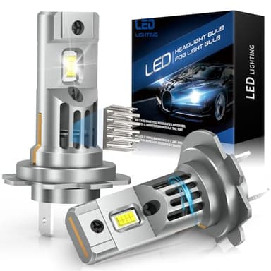 JOSHF Lampadine Led H7 2024 Aggiornato Lampadina del Faro Auto e Moto,CSP 110W 30000LM 700% Luminoso 6500K Bianco,Sostituzione Lampada Alogene, 1:1 Mini Led H7, DC12V (2 Lampade)