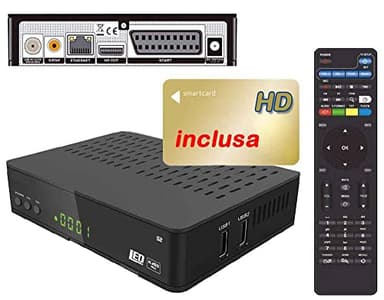 Decoder Satellitare HD compatibile con tessera Tivu satellitare è con tessere Viaccess CON TESSERA SAT INCLUSA, DVB-S2 HEVC H265 MAIN 10,Telecomando Universale 2 in 1 per il ricevitore e la TV