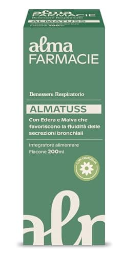 AlmaTuss Alma Farmacie, Sciroppo per Tosse ad Azione Fluidificante, con Ingredienti Naturali, Grindelia, Anche per Bambini, Bassa Concentrazione di Zuccheri, 200ml