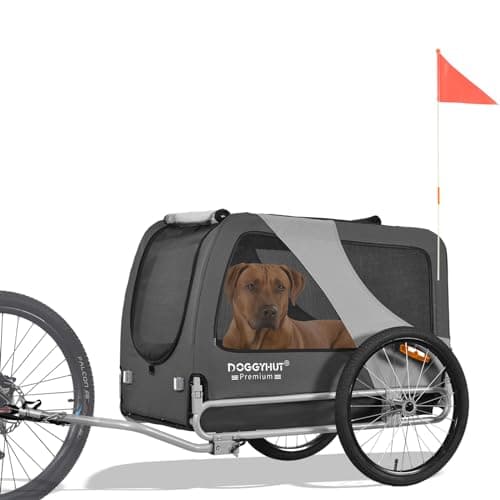 DOGGYHUT® Rimorchio per bicicletta per cani di taglia XL, fino a 45 kg, per cani di taglia grande, 80103 (grigio)