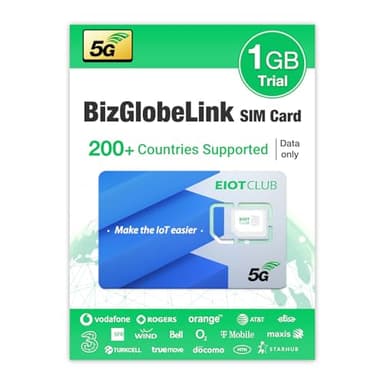 EIOTCLUB BizGlobeLink SIM prepagata da viaggio, scheda SIM dati per uso internazionale in 200 paesi, solo dati, 5G/4G LTE, senza contratto, ricaricabile, per telefoni cellulari, router e tablet