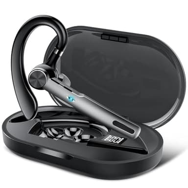 Auricolare Bluetooth Singolo, 60 Ore di Conversazione in HD CVC 8.0 Auricolare V5.3, Auricolari Bluetooth con Doppio ENC Mic, Cuffie Con Scatola di Ricarica, Adatto per Lavoro/Ufficio/Guida, Nero