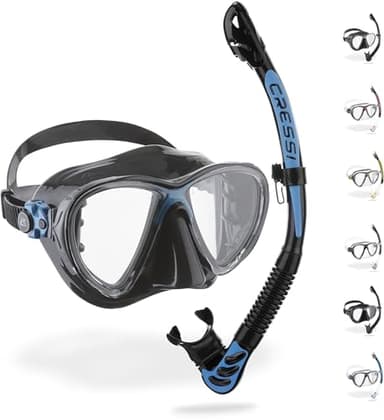 CRESSI Big Eyes Mask - Maschera Subacquea con Vetri Temperati Separati di Grande Affidabilità e Tradizione, Nero/Blu, Taglia Unica, Adulto Unisex