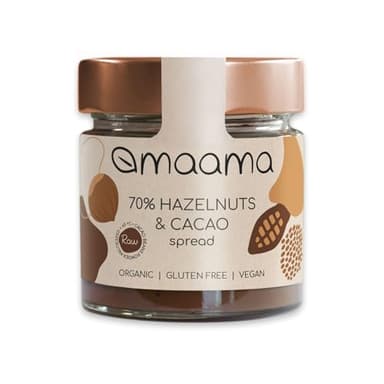 MAAMA, Crema Spalmabile alla Nocciola (70%) & Cacao Bio, Vegan, Senza Additivi e Senza Glutine - 1 vasetto da 200g