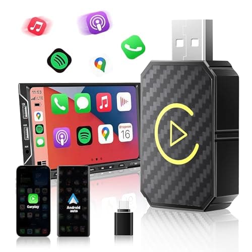 Euakee Adattatore Wireless Android Auto 2 in 1 & Adattatore Wireless Ca-r-Pl-ay, Carlino Stabile Veloce e Gioco Cablato a Dongle Wireless Adatto per Auto, Aggiornamento Online, Nero