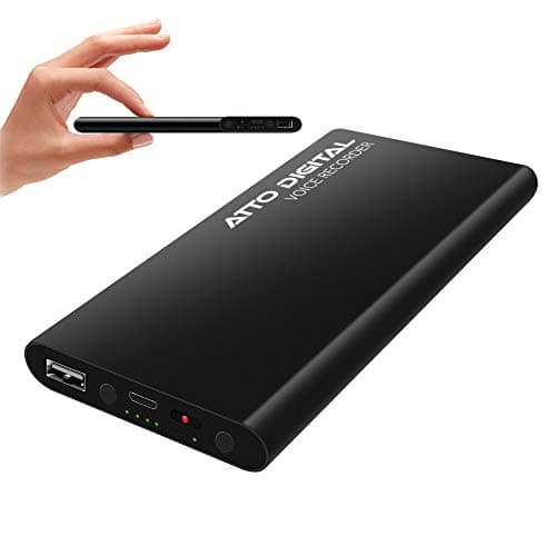 64GB Registratore Vocale per 14 Giorni di Registrazione - 5000 mAh Batteria - Audio Registratore ad Attivazione Vocale - 380 ore Capacita - PoweREC di Atto Digital