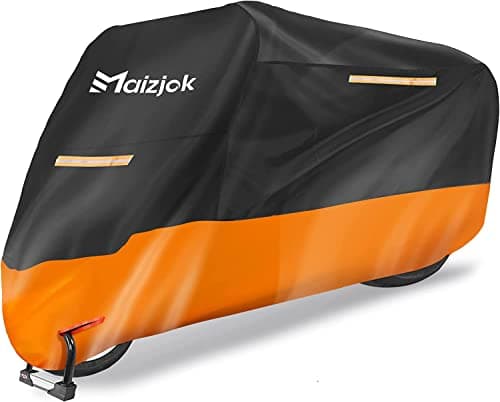 Maizjok Telo Moto da Esterno Interno Telo Coprimoto Impermeabile Copri Moto 210D Poliestere Copertura Moto Universale per Scooter Motorino Ciclomotori Motocicletta Stradale Motocross (245x105x125cm）