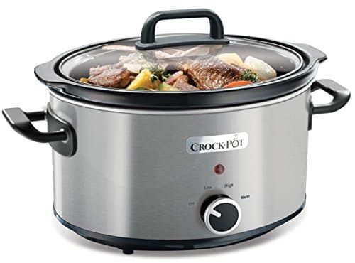 Crockpot Pentola per Cottura Lenta, Slow Cooker, Capienza 3.5 litri, fino a 4 Persone, 2 Impostazioni Cottura e Funzione Mantenimento in Caldo, 210 W, Ceramica, Argento