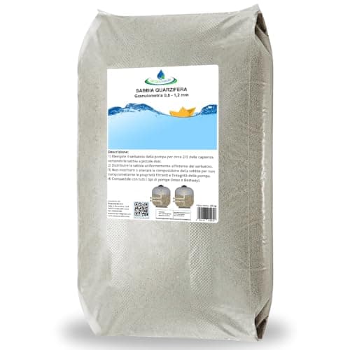 acquaverde | Sabbia Quarzifera Filtrante, Quarzite Granulometria 0,8-1,2 mm, Quarzo Compatibile con Pompa Filtro di Piscine Intex e Bestway, 25 kg