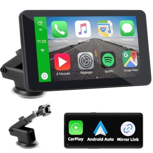 Carplay Auto per Wireless CarPlay & Android Auto, 7 Pollici Car Play Schermo per Auto, Stereo Auto Bluetooth con Schermo, Portatile Navigatore Auto con Mirror Link, GPS, Assistente Vocale, FM, AUX