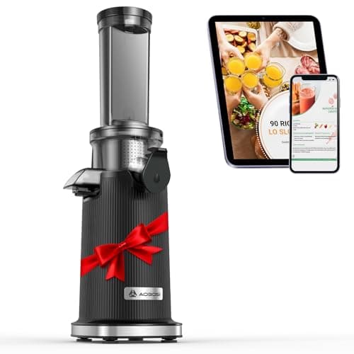 Estrattore frutta e verdura AOBOSI-Mini estrattore con funzione di masticazione inversa -estrattore di succo con spazzola e 2 tazze -150W estrattore a freddo - Spremiagrumi elettrico-Nero.