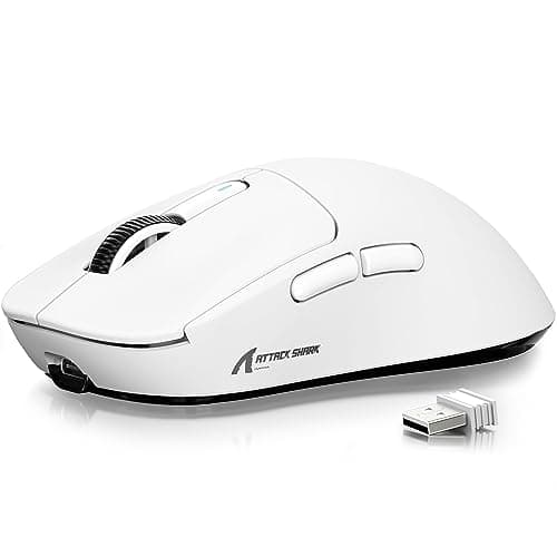 ATTACK SHARK PixArt PAW3395 - Mouse ultraleggero X3, 49 g, sensore da gioco, BT/2.4G, wireless/cablato, 26000 DPI, batteria 200 ore, mouse da ufficio per Win11/Xbox/PS/Mac (bianco)