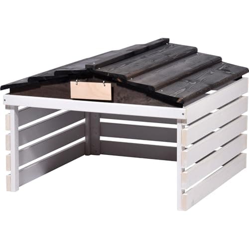 dobar® Robot Tosaerba Garage in Legno con Tetto Rimovibile – rifugio Robot Tosaerba con targhetta Personalizzabile – 78,5 x 74 x 52,5 cm – Bianco/Nero